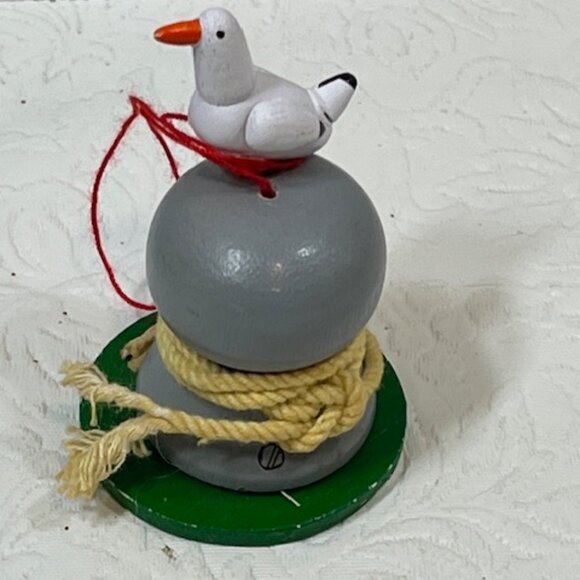 Wooden Seagull on Buoy/Dock Post Christmas Tree Hanging Ornament 2.75"Tall - Picture 8 of 10